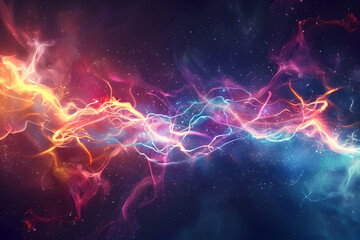 Poster - Abstract colorful wave of light and energy swirling through a dark cosmic background