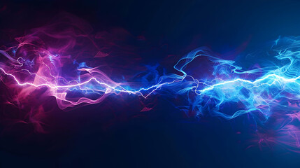 Poster - Abstract representation of electric energy with vibrant blue and pink colors swirling in motion