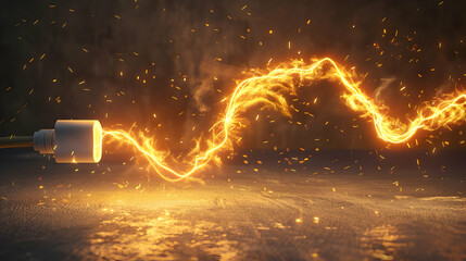 Poster - Dynamic display of electric sparks emanating from a power source in a dark environment