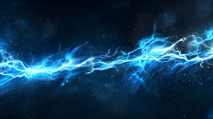 Poster - Electric blue lightning bolt illuminating a dark background with swirling energy effects