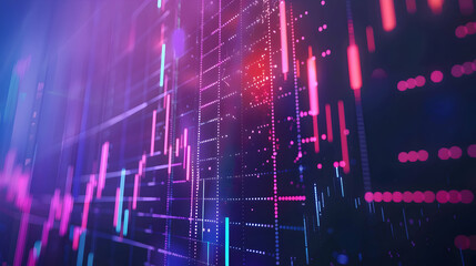 Poster - Abstract digital financial data visualization with vibrant colors and glowing lines