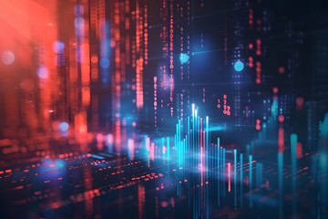 Poster - Abstract digital data visualization with vibrant colors and glowing elements depicting trends