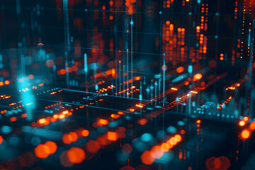 Poster - Abstract digital landscape with glowing data streams and vibrant colors, symbolizing technology