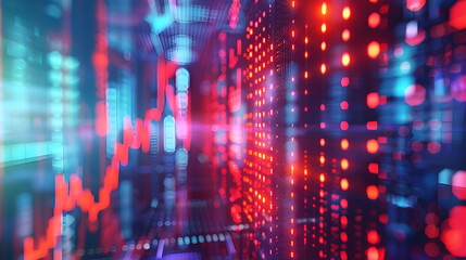 Poster - Abstract digital landscape showcasing vibrant data visualization with glowing lines and dots