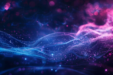 Poster - Ethereal waves of vibrant colors and lights flowing in a cosmic space background