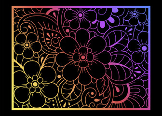 Wall Mural - color decorative panel with circular pattern in form of mandala with flower for decoration or print.