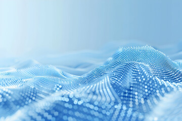 Poster - Abstract representation of flowing blue waves with a smooth gradient and shimmering dots in the background