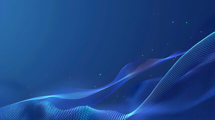 Poster - Abstract blue waves with light particles creating a serene digital background for presentations