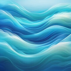 Poster - Blue abstract wave texture Background,Blue curves and the waves of the sea range from soft to dark vector background flat design style. Ai Generated