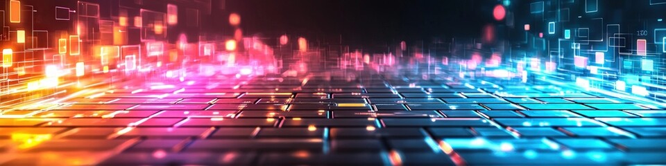 Fototapete - Vibrant Digital Background with Colorful Light Patterns and Effects