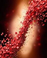 Aufkleber - Microscopic View Red Blood Cells Flowing Dynamic 3D Render Abstract Medical Science Healthcare