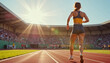 © Mikhael - Athlete running on track against cheering crowd in stadium