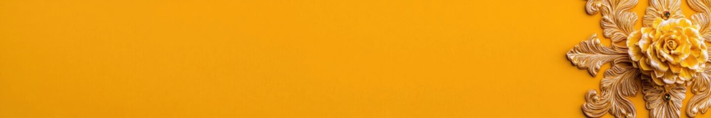 Poster - Beautiful Yellow Background with Elegant Floral Decorations