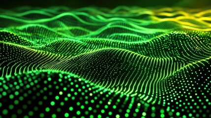 Poster - Abstract Green and Yellow Digital Landscape