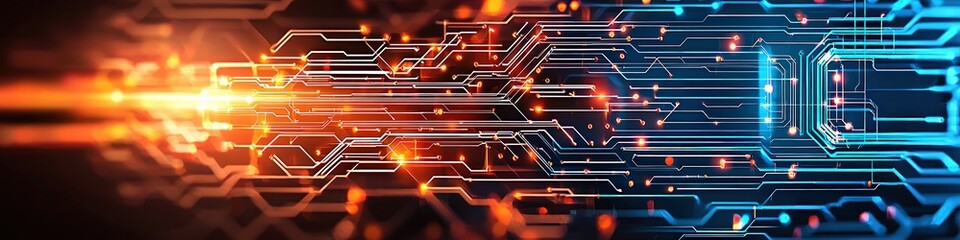 Fototapete - Abstract Technology Background with Circuit Board Design Elements