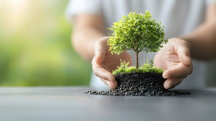 Poster - paper cutout of a tree being held against sunlight representing hope and optimism for a more sustain