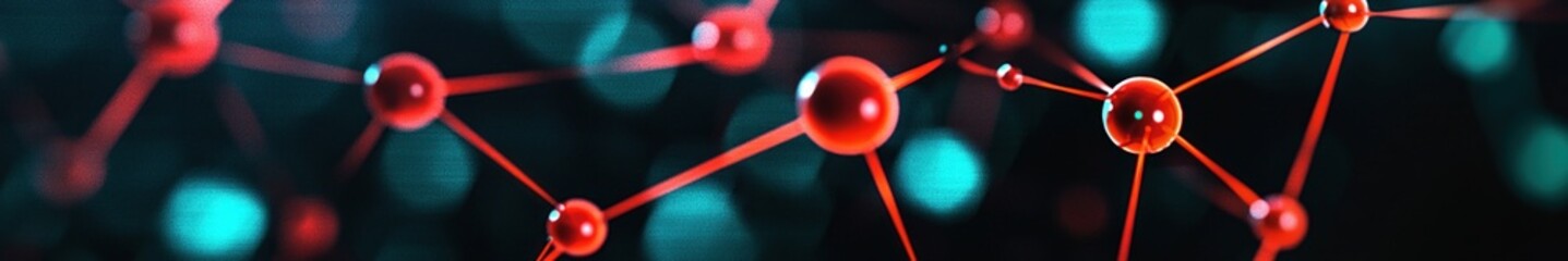 Aufkleber - Abstract Molecular Network with Red Spheres and Connecting Strands