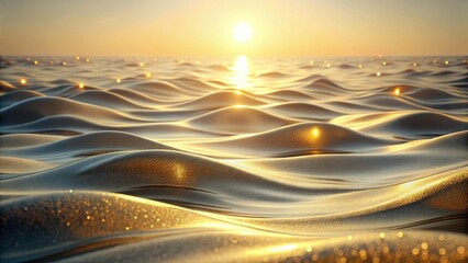 Wall Mural - Golden Hour Ocean Waves A Serene Seascape of Glittering Water at Sunset