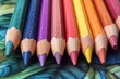 © Юлія Ткачук - A set of colored pencils is arranged on a contrasting background: green, red or purple, to create a bright and dynamic look.