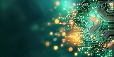 Poster - Abstract Technology Background with Circuit Board and Light Effects