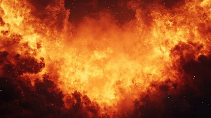 Aufkleber - Fiery Inferno Background Intense Burning Flames Dramatic Fire Texture Orange and Red Hues