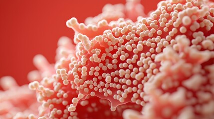 Aufkleber - Microscopic view of cells with numerous small spheres on the surface detailed 3D rendering of cell biology
