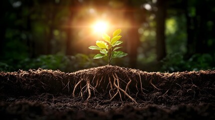 Poster - A captivating photograph showcasing the intricate network of tree roots sprawling across the forest floor revealing the hidden world of life beneath the trees