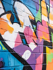 Poster - Colorful Urban Graffiti Artwork on Brick Wall Vibrant Street Art Expression : Generative AI