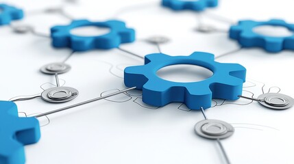 Poster - Interlocking Blue Metallic Cogs and Gears Mechanism Concept for Efficient Industrial Technology
