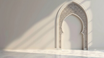 Poster - Elegant architectural archway in a serene interior space with soft lighting and shadows