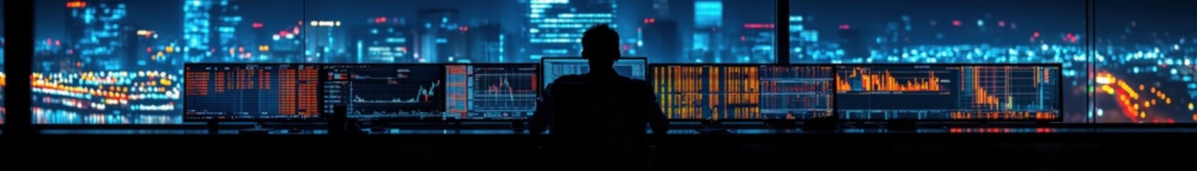 Aufkleber - Business Person Analyzing Data With Finance Graphics At Night