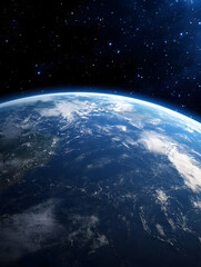 Poster - Breathtaking View of Earth from Space with Starry Sky and Vibrant Atmosphere : Generative AI