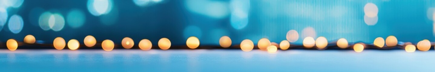 Poster - Soft Glowing Lights on a Blue Background for Festive Atmosphere