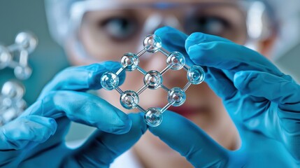Poster - Scientist Examining Molecular Structure in Laboratory