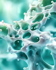 Poster - Microscopic View of Human Bone Structure Detailed Cellular Matrix Trabecular Bone Osteoporosis Research