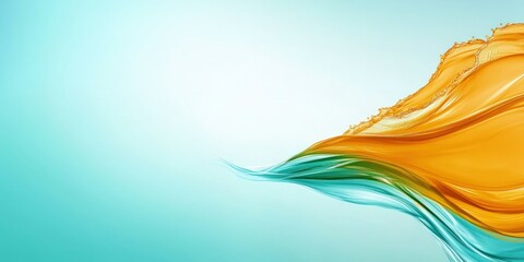 Poster - Abstract Liquid Wave Design Teal and Orange Flowing Water Graphic Background