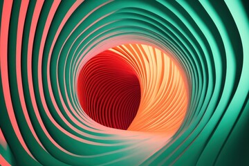 Aufkleber - Abstract swirling tunnel in vibrant red and teal