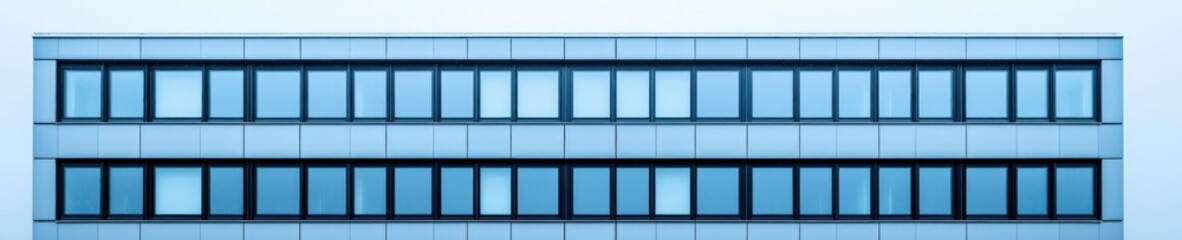 Poster - Modern Architectural Facade with Rectangular Windows and Blue Tones