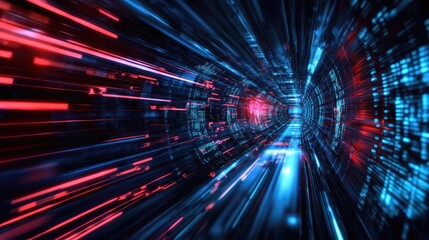 Fototapete - Digital Tunnel, A Journey Through Cyberspace