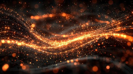 Poster - An abstract image showcasing bright orange and yellow lights against a jet black background