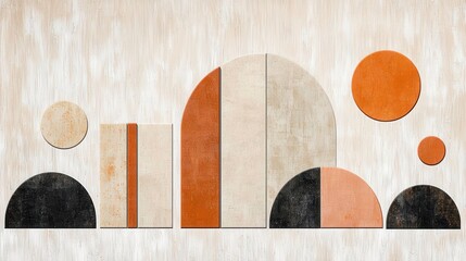 Poster - Minimalist Abstract Geometric Composition with Contrasting Shapes and Vibrant Colors