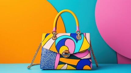 Poster - vibrant geometric abstract art composition with colorful shapes and patterns