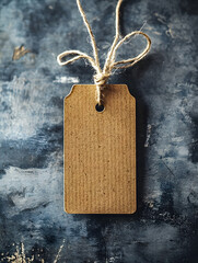 Aufkleber - Rustic Cardboard Tag with Twine on Vintage Surface for Creative and Crafty Projects : Generative AI