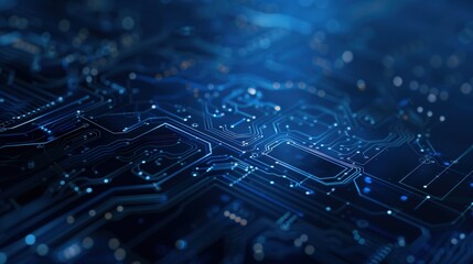 Close-up of digital circuitry evolution innovation in blue abstracts