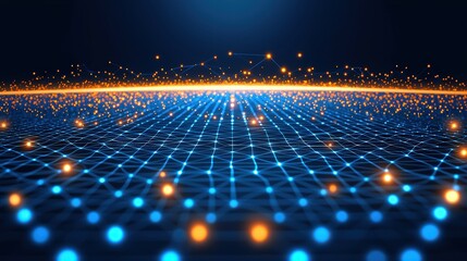 Poster - Intricate network of glowing lights symbolizing connectivity and communication in a digital world