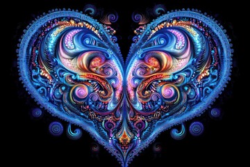Poster - Colorful fractal heart design with swirling patterns