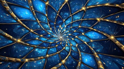 Poster - Mesmerizing Cosmic Spiral Fractal Design   Glowing Abstract Digital Art Background