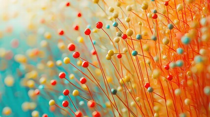 Poster - Group of colorful pins arranged neatly on a surface highlighting the beauty of craftsmanship