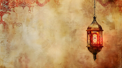 Poster - Ornate lantern hanging against a textured background, evoking a warm, cultural atmosphere
