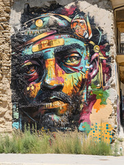 Poster - Vibrant Multicolor Artistic Street Graffiti on Urban Wall : Generative AI